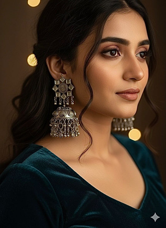 Rooh oxidised jhumkas